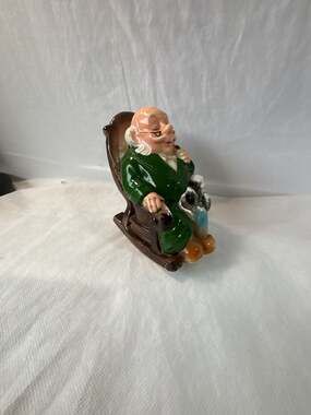 Vintage Royal Crown Hand Painted Retirement Fund Rocking Chair Piggy Bank